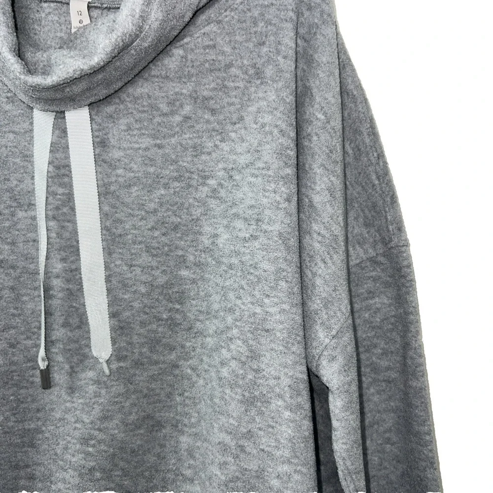 Lululemon Gray‎ Cowl Neck Pullover Sweatshirt Women's 12 Ribbon Drawcord  F7